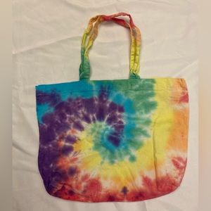 NWOT hand-dyed rainbow swirl tie-dye canvas tote bag